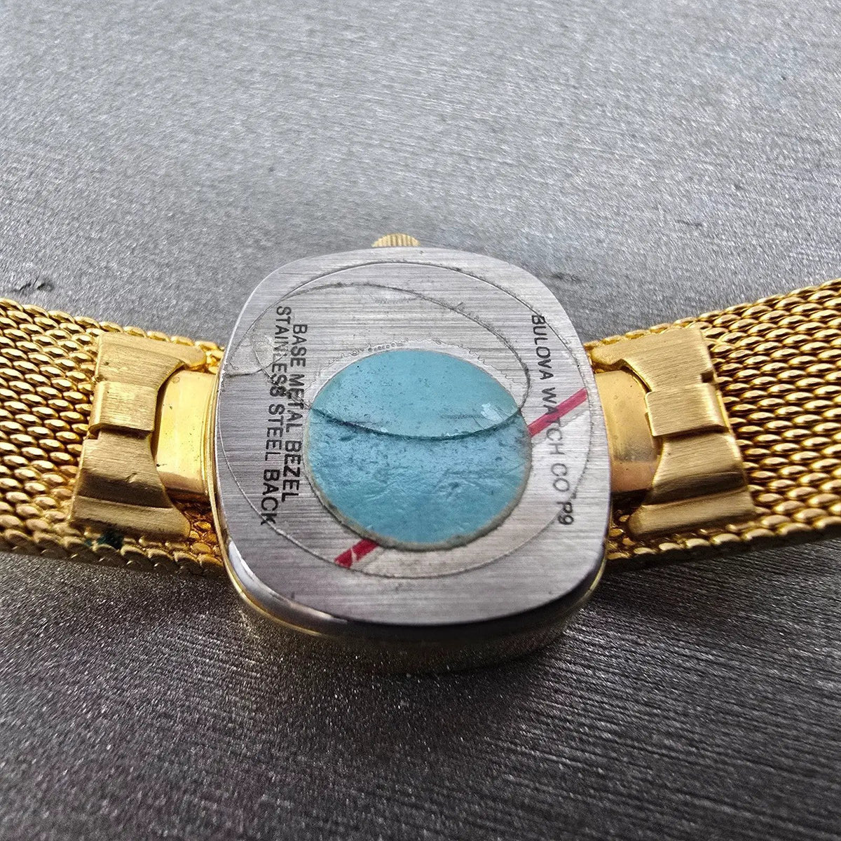 Bulova Accutron Watch Women 20mm Champagne Dial Gold Tone Rectangle P9 PARTS10