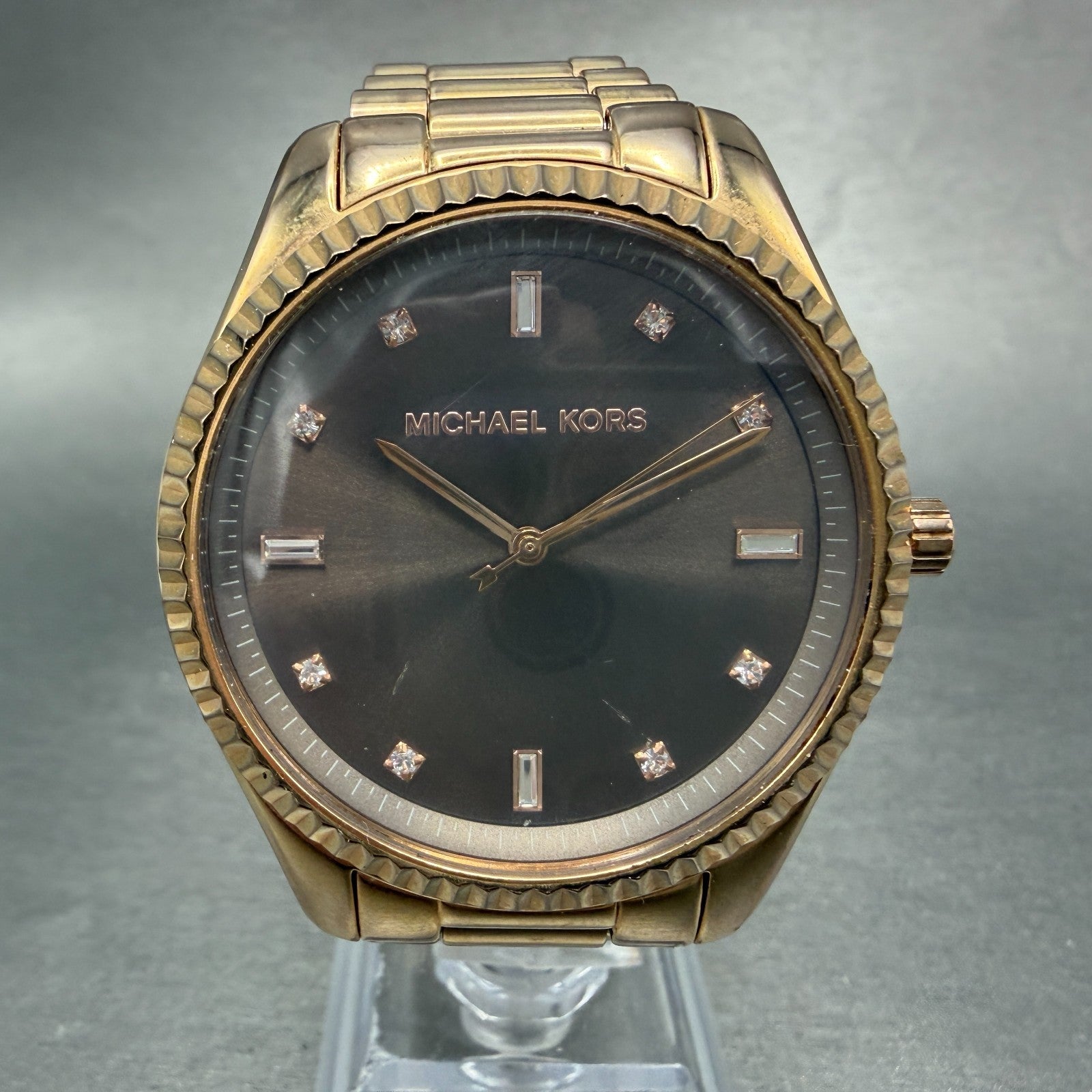 Michael kors Blake Watch Women 42mm Brown Dial Rose Gold Tone Round New battery0