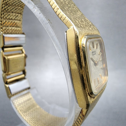 Seiko Tank Watch Women 17mm Champagne Dial Gold Tone Rectangle 14005259 New Bat3