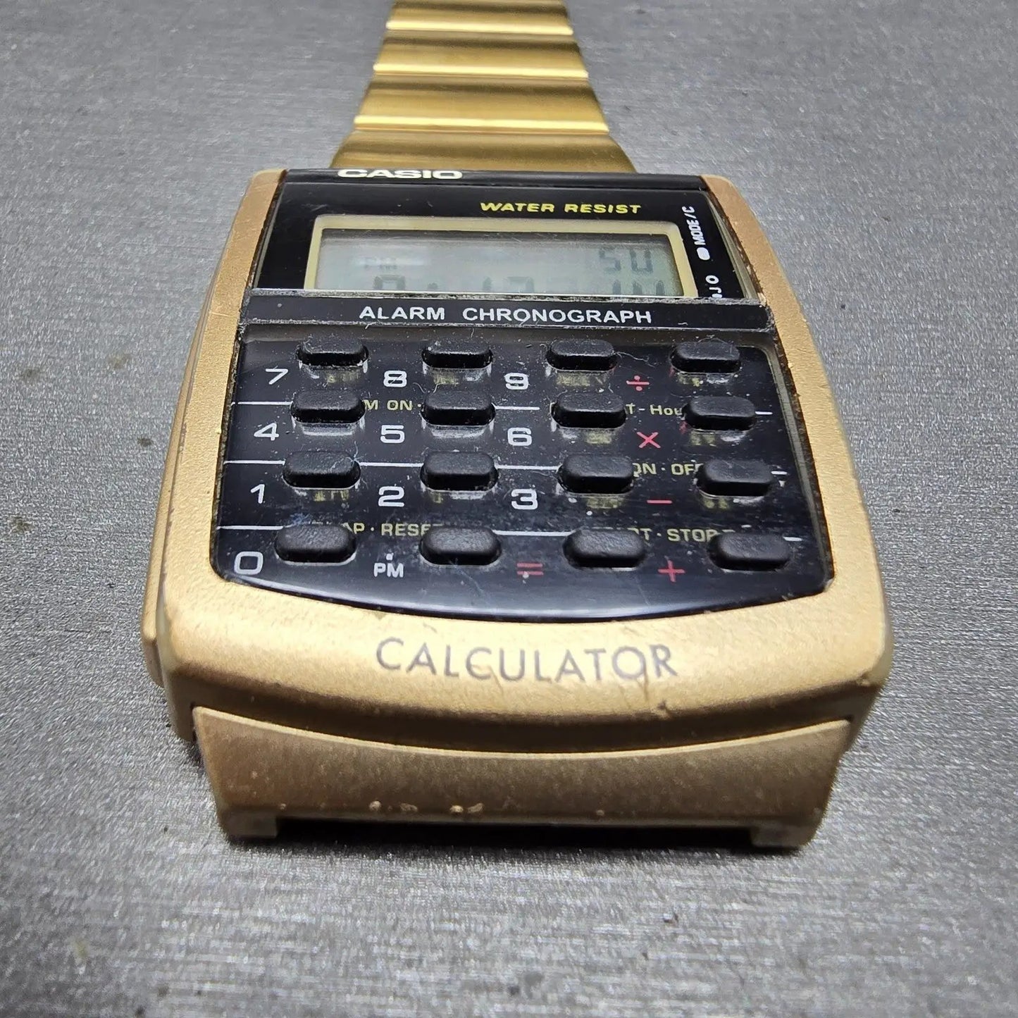 Casio Calculator CA-506 Watch Men 35mm Gold Alarm Chronograph READ!! New Battery3