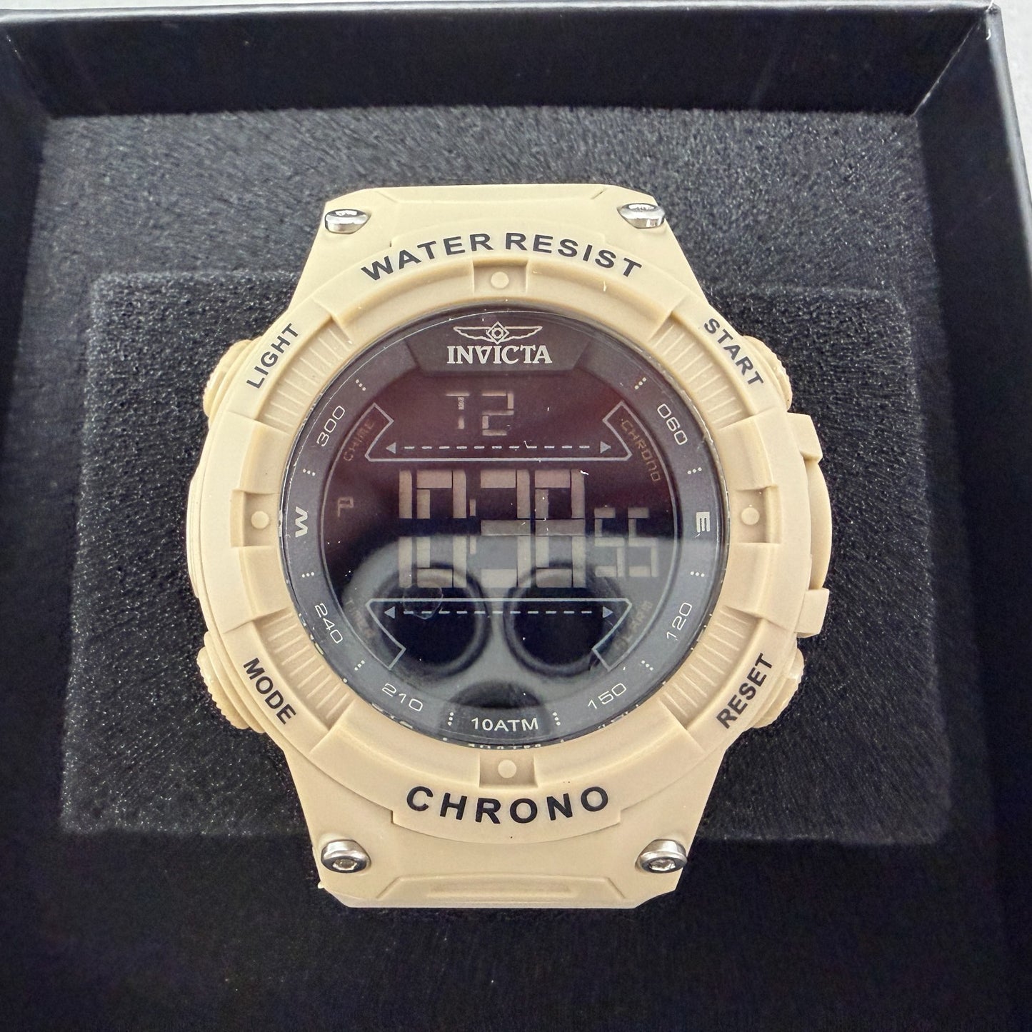 Invicta Racing Digital Watch Men 52mm Brown Alarm Chrono Round New 475260