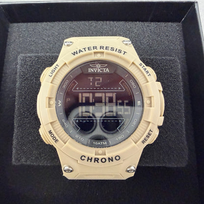 Invicta Racing Digital Watch Men 52mm Brown Alarm Chrono Round New 475260
