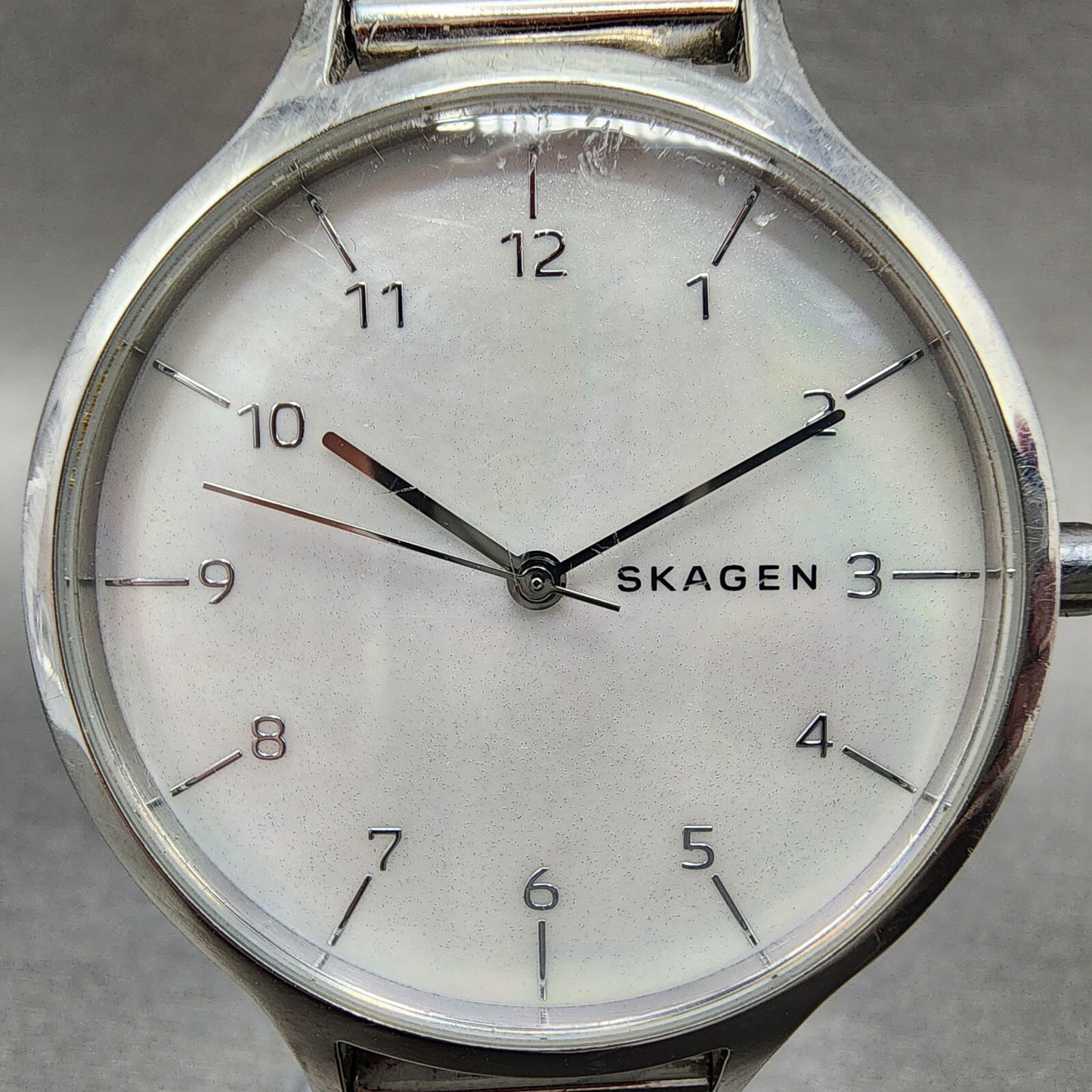 Skagen Anita Watch Women 36mm MOP Dial Steel Round Mesh Band New Battery1