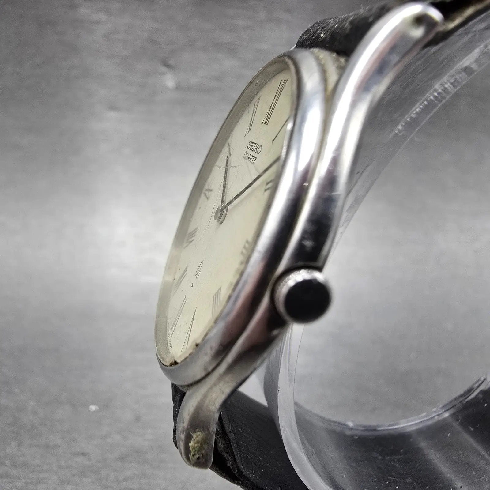 Seiko Watch Men 33mm White Dial Silver Tone Round Vintage 43-0091 PARTS NINJK3