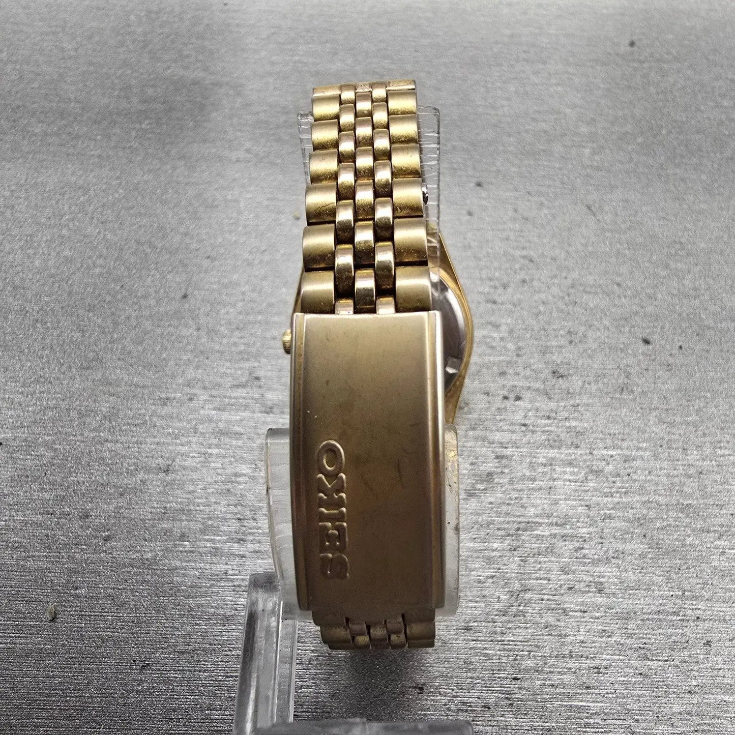 Seiko Watch Women 24mm Gold Dial Gold Tone Daydate Round 7N83-0049 New Battery7