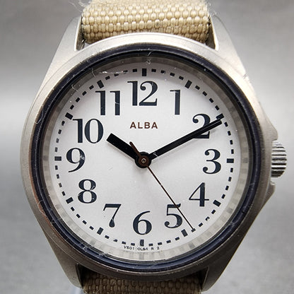 Seiko ALBA Watch Women 27mm Silver Dial Titanium Round V5010DL0 New Battery1