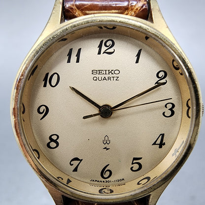 Seiko Watch Women 23mm Champagne Dial Gold Tone 4301-0030 New Battery