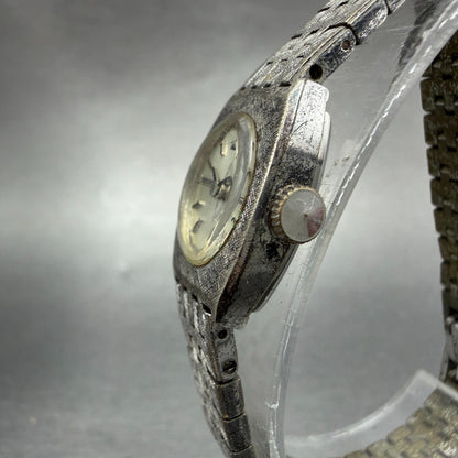 Seiko Watch Women 15mm Silver Dial Silver Tone Rectangle Manual 10-8360 Runs VTG2
