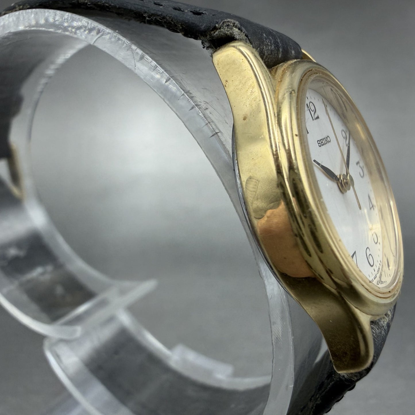 Seiko Watch Women 24mm Silver Dial Gold Tone Round 4N21-0230 New Battery3