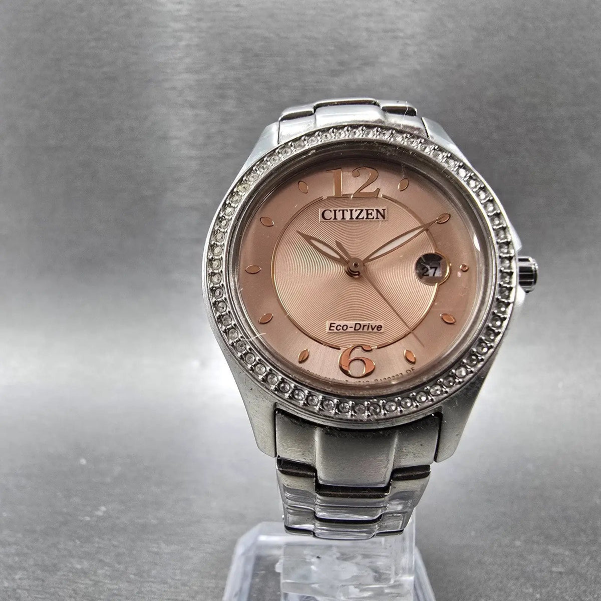 Citizen Silhouette Eco-Drive Watch Women 29mm Pink Dial Steel Date FE1140-86X JP5