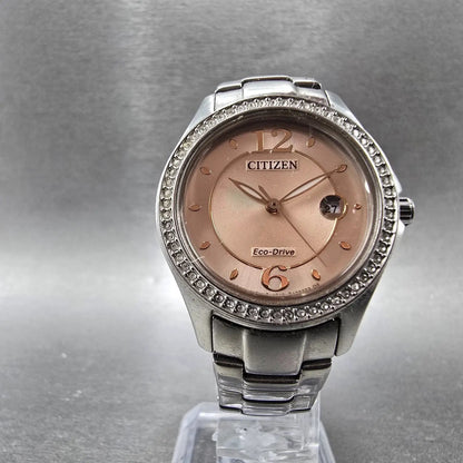 Citizen Silhouette Eco-Drive Watch Women 29mm Pink Dial Steel Date FE1140-86X JP5