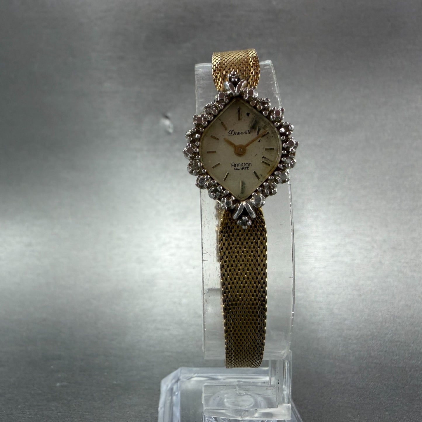 Armitron Deauville Watch Women 14mm Champagne Dial Gold Tone Oval PARTS6