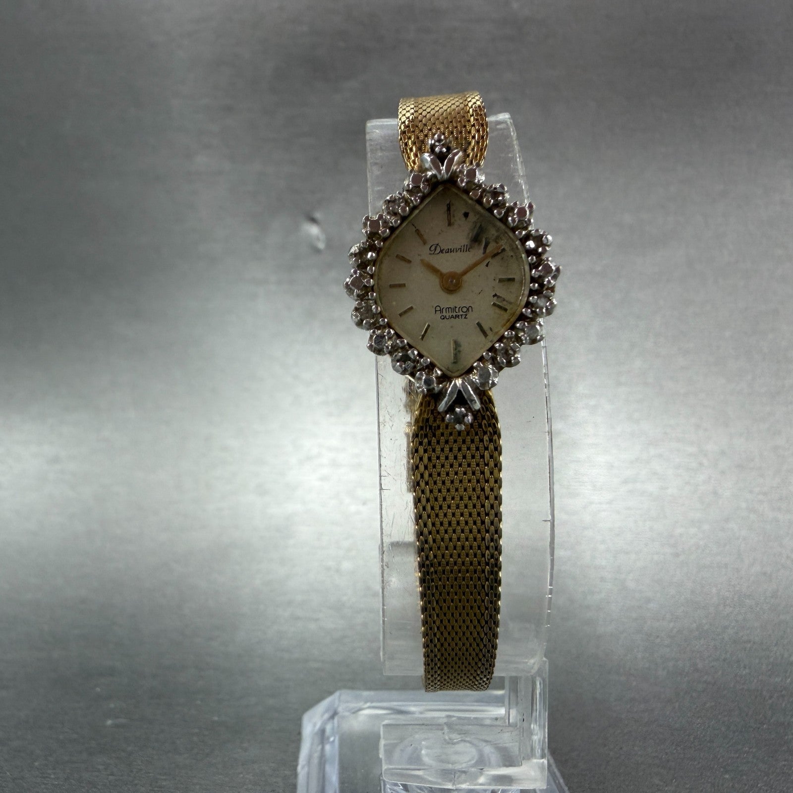 Armitron Deauville Watch Women 14mm Champagne Dial Gold Tone Oval PARTS6
