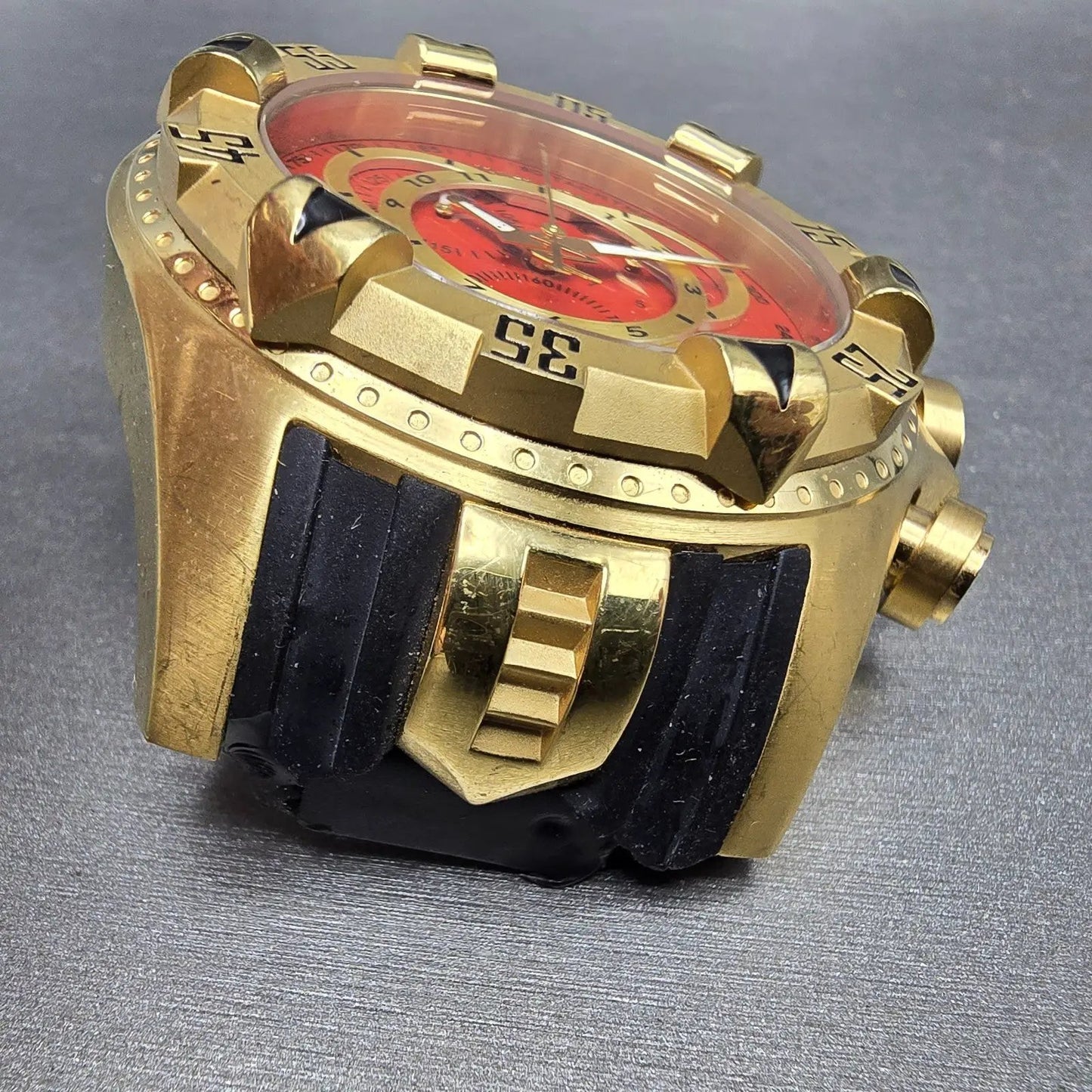 Invicta Reserve Chronograph Dive Watch Men 52mm Red Dial Gold Tone 6972 New Batt2