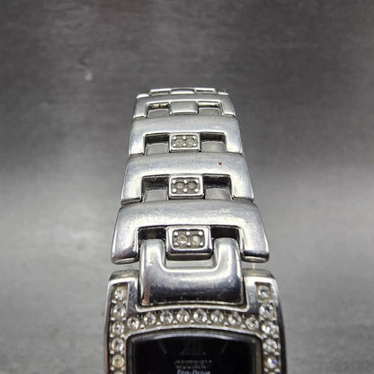 Citizen Eco-Drive Tank Watch Women 17mm Black Dial Silver Tone B023-S000068 Runs4