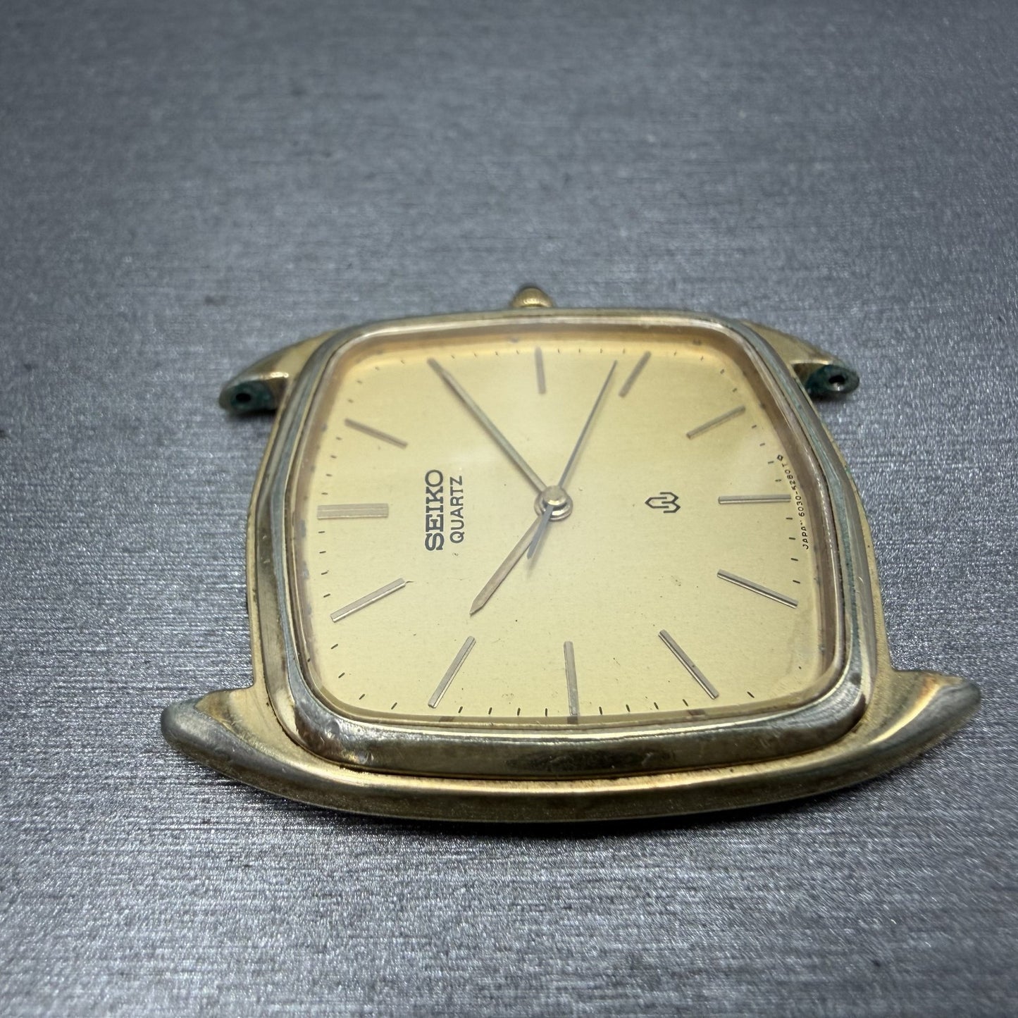 Seiko Watch Men 30mm Champagne Dial Gold Tone Rectangle 6030-5250 New Battery3