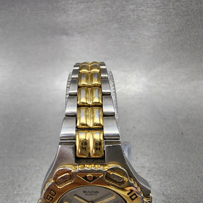 Bulova Marine Star Dive Watch Women 27mm Gray Dial Two Tone Date Round New batt4