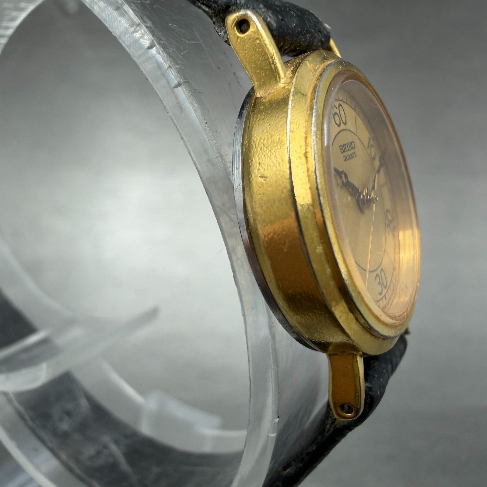 Seiko Watch Women 21mm Champagne Dial Gold Tone Round VTG 4N01-0301 New Battery3