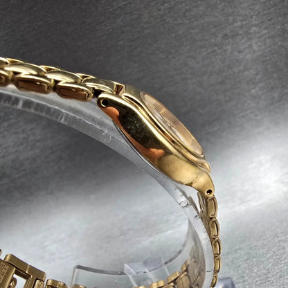 Seiko Watch Women 19mm Gold Dial Gold Tone Round 1N01-0K30 New Battery Vintage S3