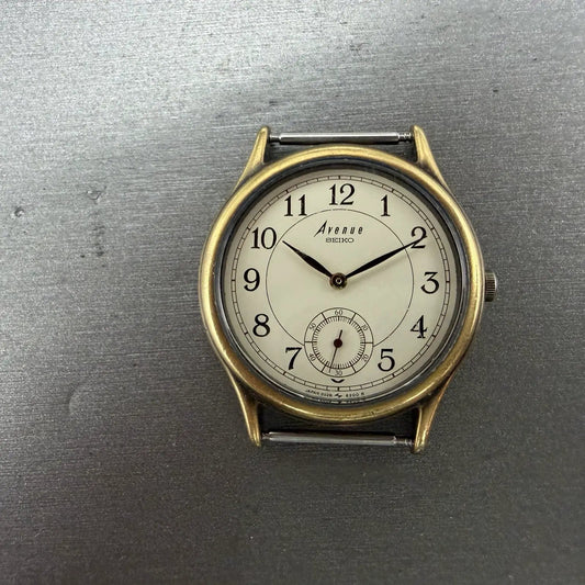 Seiko Avenue Watch Men 31mm White Dial Gold Tone Small Seconds 2G28-6130 PARTS0