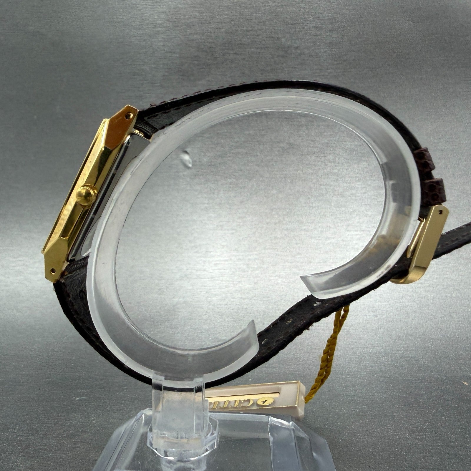 Citizen CQ Tank Watch Unisex 24mm Champagne Dial Gold Tone Rectangle New Bat NOS6