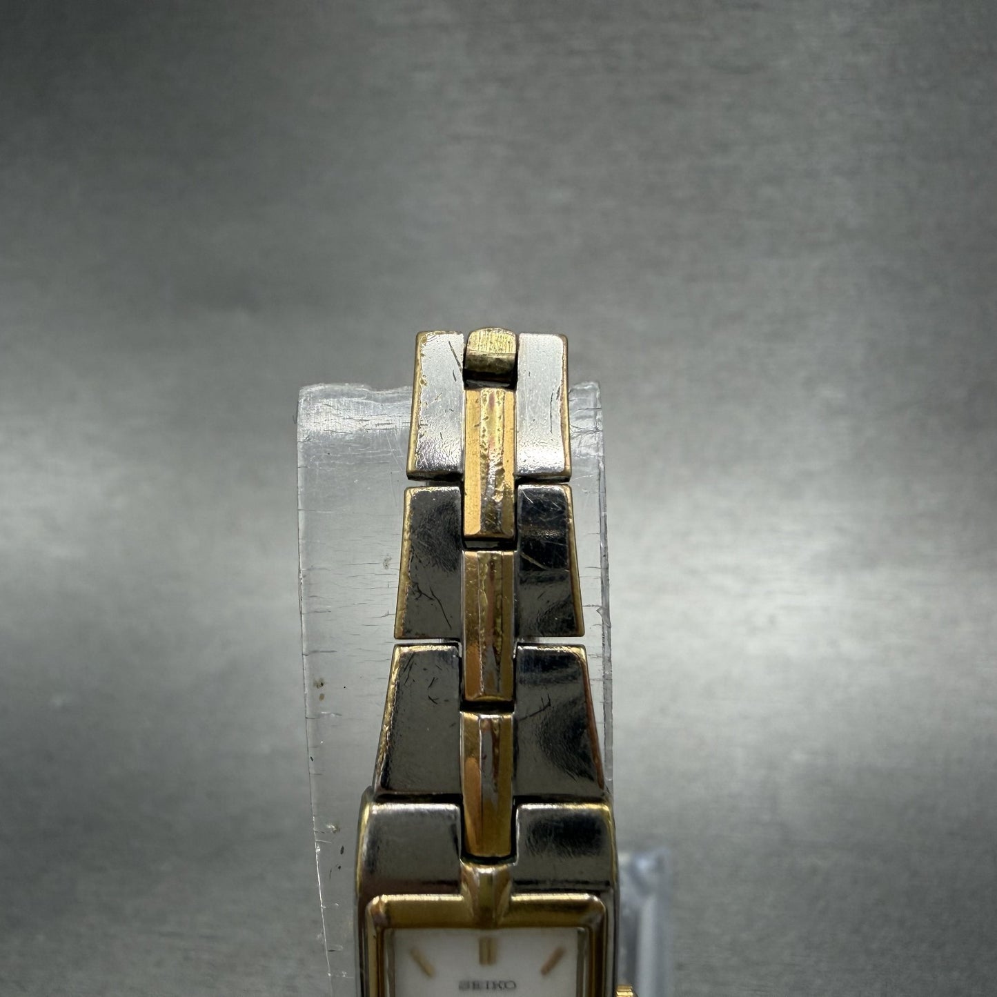 Seiko Tank Watch Women 13mm White Dial two Tone Rectangle 2E20-0AY0 New Battery4