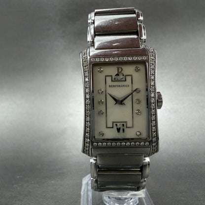 Bertolucci Fascino Tank Watch Women 23mm MOP Dial Stel Diamond Bezel New Battery5