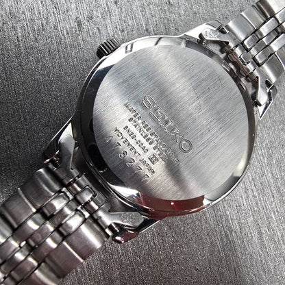 Seiko Watch Women 29mm Black Dial Silver Tone Date Round 6N22-00A0 New Battery10