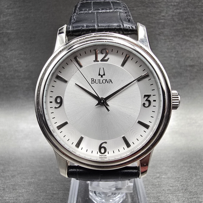 Bulova Watch Men 38mm Silver Dial Silver Tone Round 96A28 New Battery0