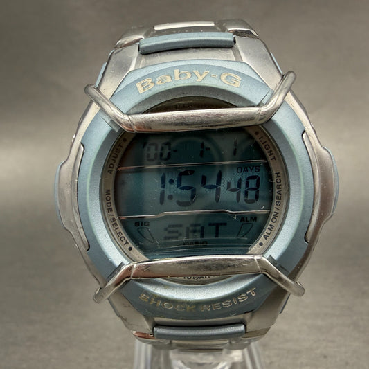 Casio Baby-G MSG-132 Watch Women 42mm Digital Blue Silver Alarm Chrono New batt0