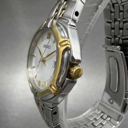 Seiko Watch Women 26mm Silver Dial Two Tone Date Round 7n820at0 New Battery2
