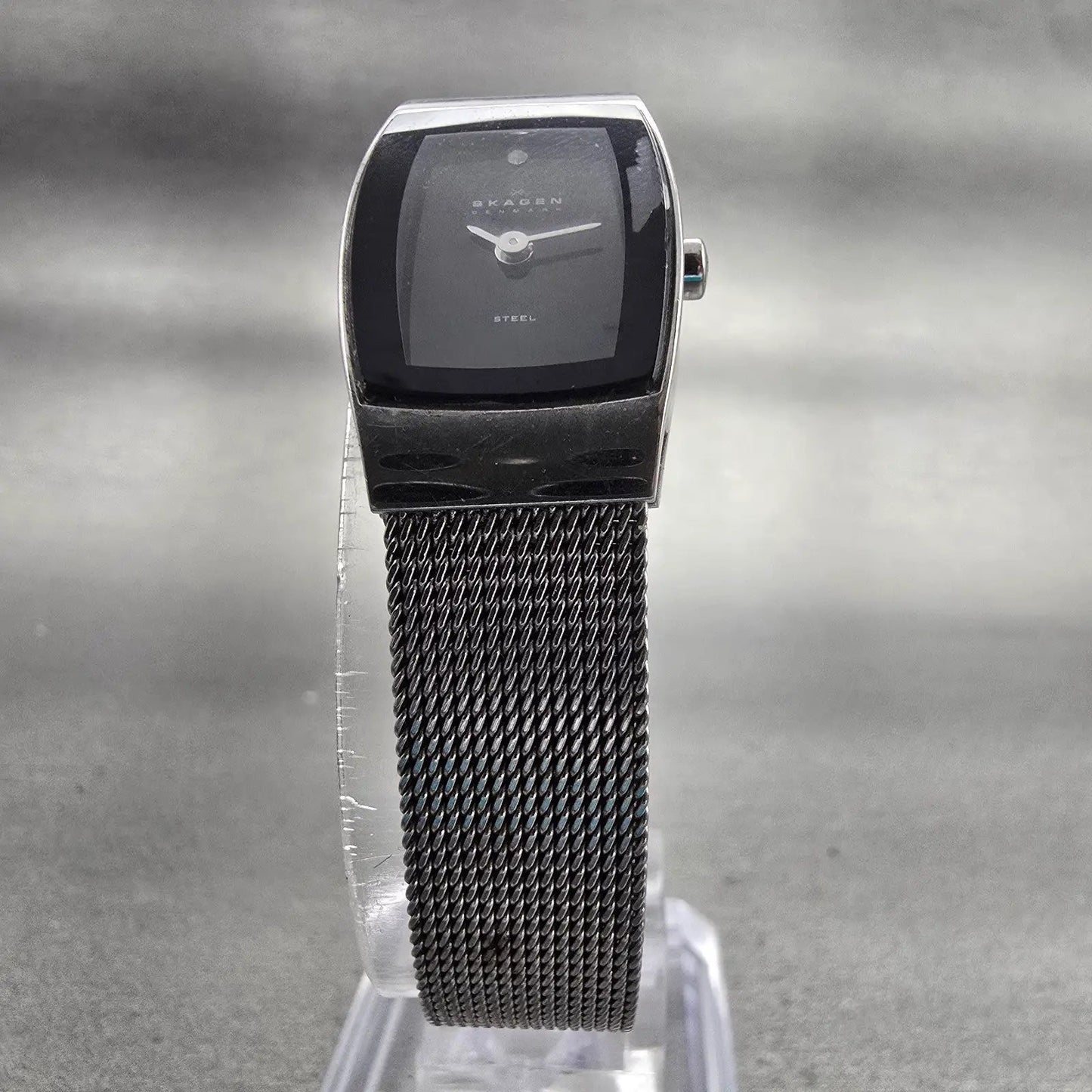 Skagen Denmark Watch Women 16mm Black Dial Silver Tone 271SSSBD New Battery5