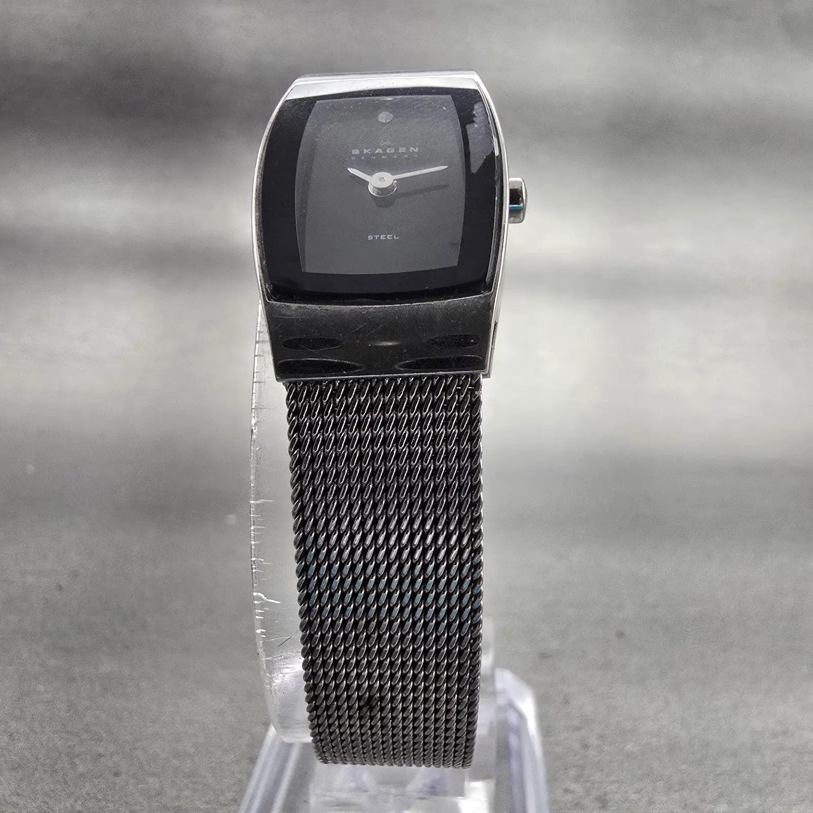 Skagen Denmark Watch Women 16mm Black Dial Silver Tone 271SSSBD New Battery5