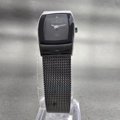 Skagen Denmark Watch Women 16mm Black Dial Silver Tone 271SSSBD New Battery5