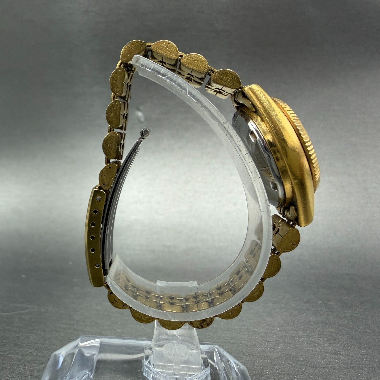 Seiko Autoamtic Watch Women 25mm Gold Dial Gold Tone Daydate 4206-0519 PARTS9