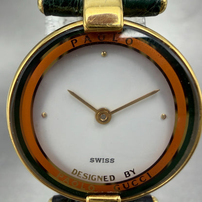 Paolo Gucci Watch Women 24mm White Dial Gold Tone Round New battery NOS VTG1