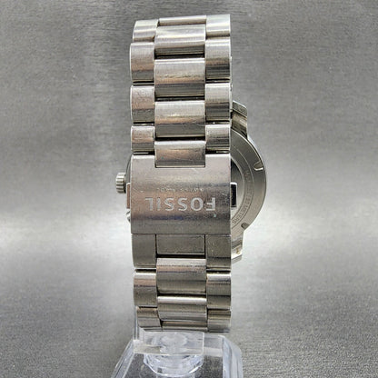 Fossil Chronograph Watch Men 45mm Black Dial Steel Date Round READ!!!! New Batt7
