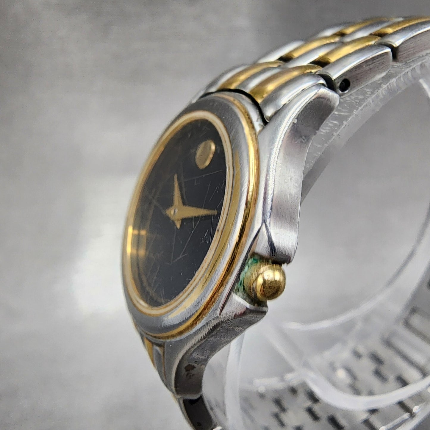 Movado Museum Watch Women 26mm Black Dial Two Tone Round 81 E4 1855 New Battery2