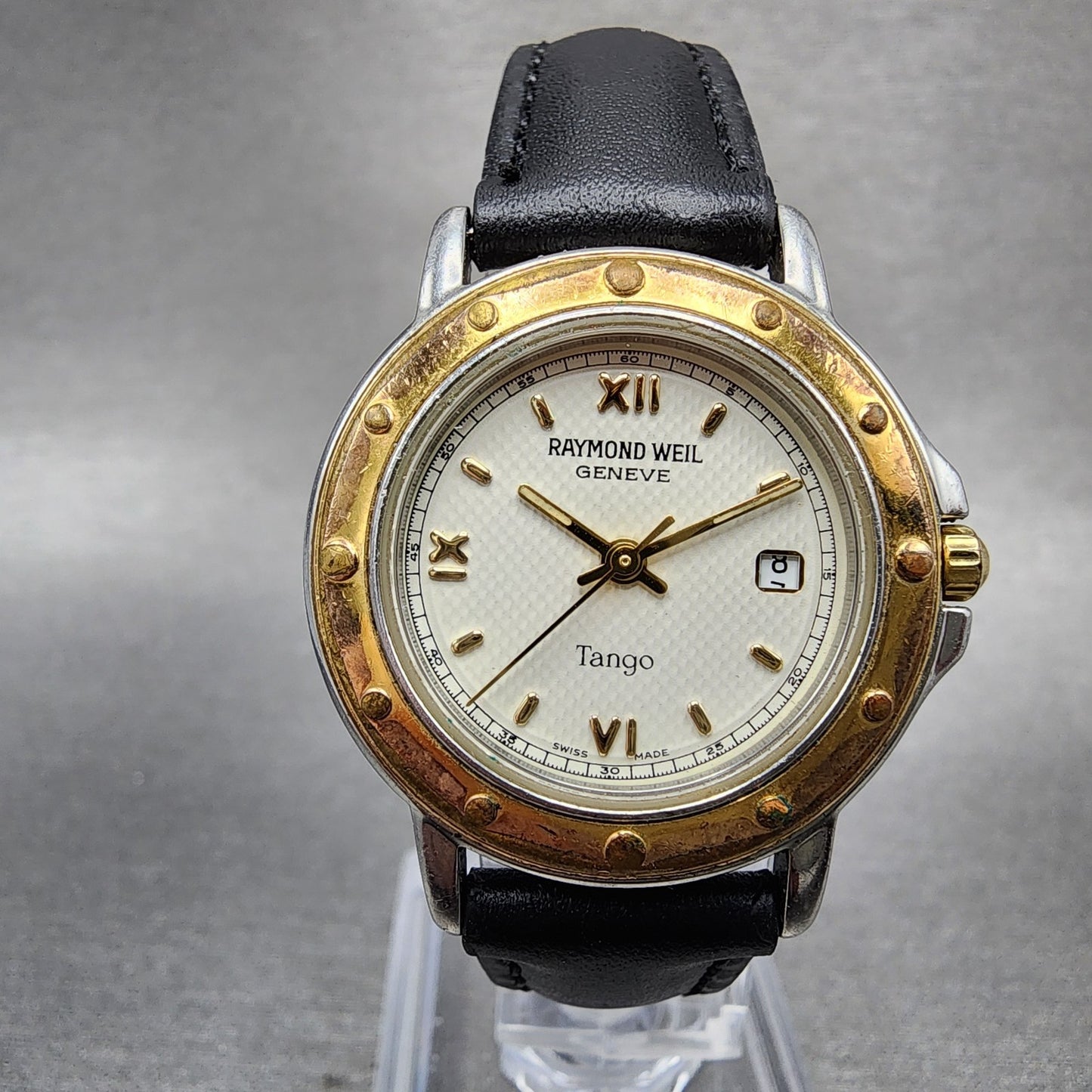 Raymond Weil Tango Watch Women 28mm White Dial Two Tone Date Round 5360 New Batt0