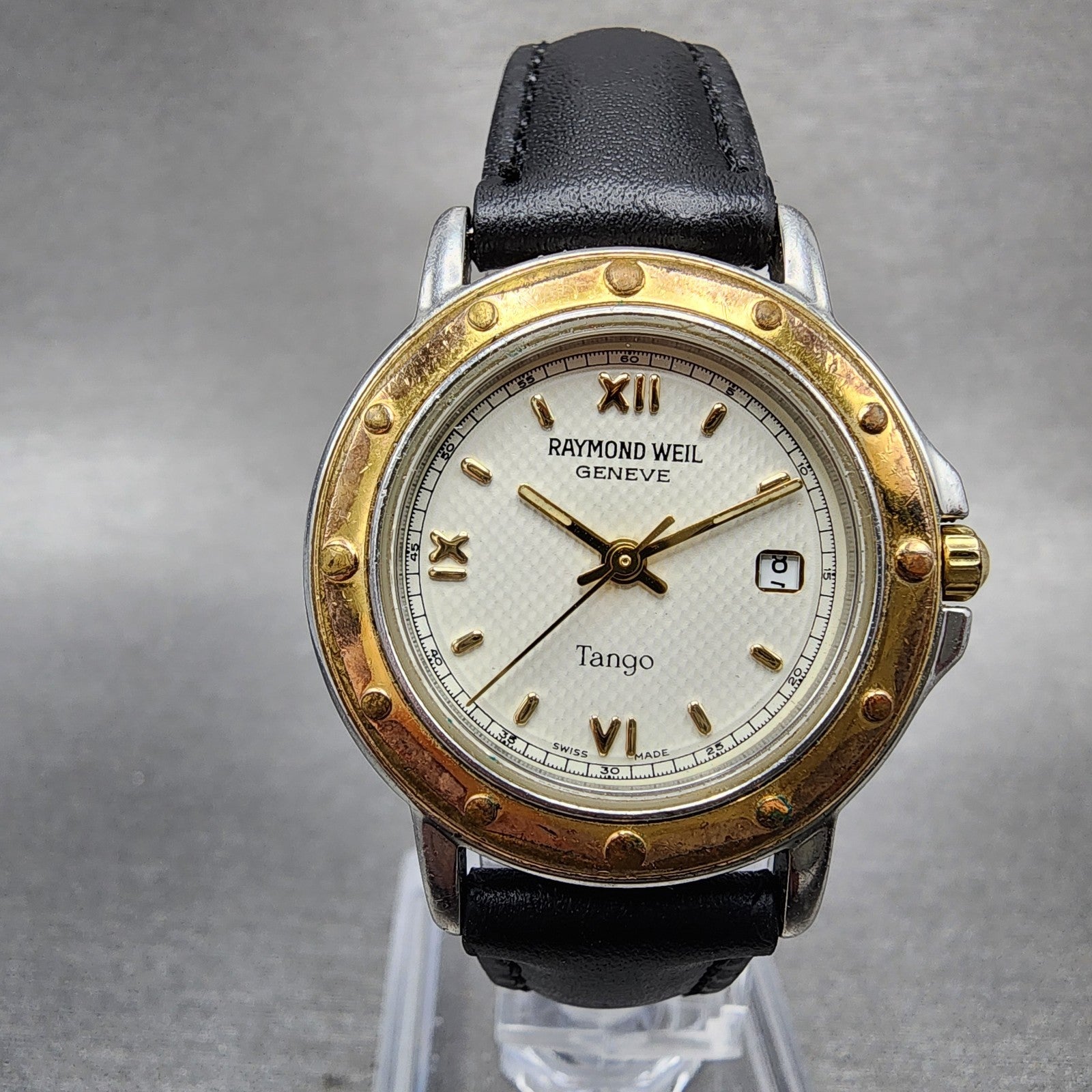 Raymond Weil Tango Watch Women 28mm White Dial Two Tone Date Round 5360 New Batt0