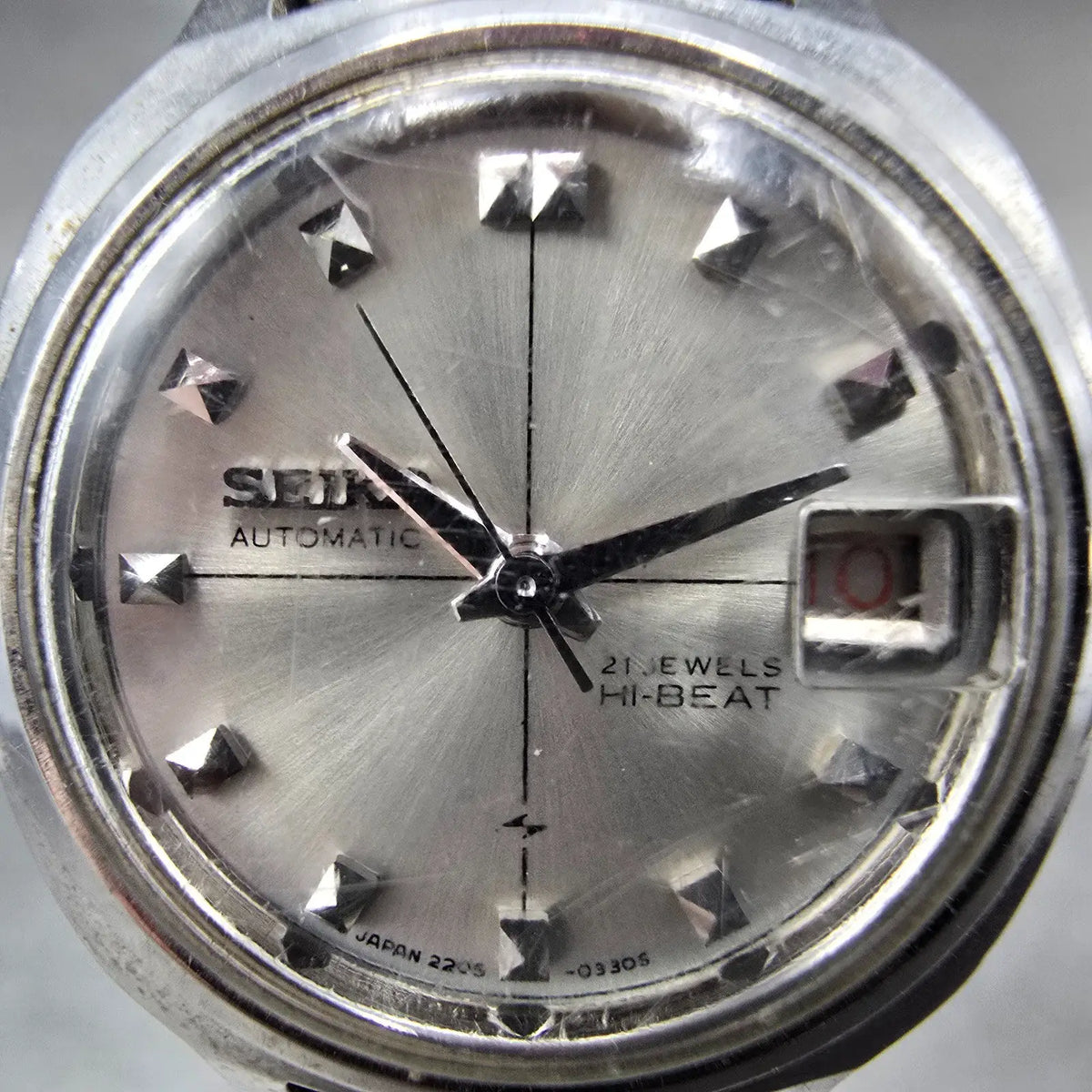 Seiko Automatic Watch Women 23mm White Dial Steel Date 2205-0240 PARTS VTG2
