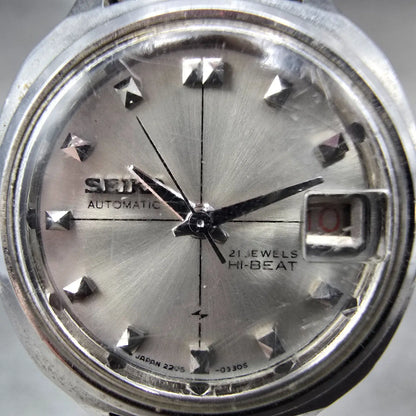 Seiko Automatic Watch Women 23mm White Dial Steel Date 2205-0240 PARTS VTG2