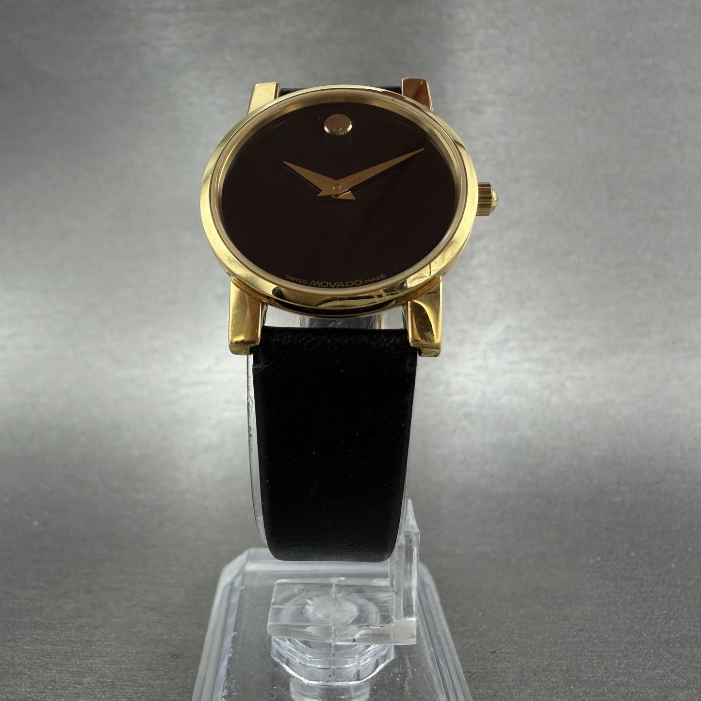 Movado Museum Watch Women 25mm Black Dial Gold Round 87.A1.845 New Battery5