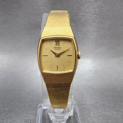 Seiko Watch Women 18mm Champagne Dial Gold Tone Rectangle 14008029 New Battery2