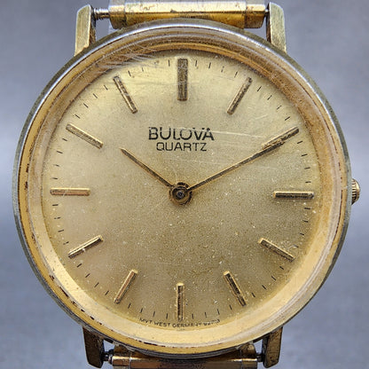 Bulova Watch Women 31mm Gold Dial Gold Tone Round 92P19 New Battery VTG1