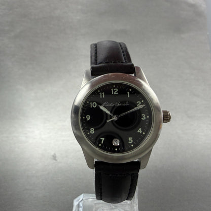 Eddie Bauer Watch Women 29mm Black Dial Silver Tone Date Round New battery5