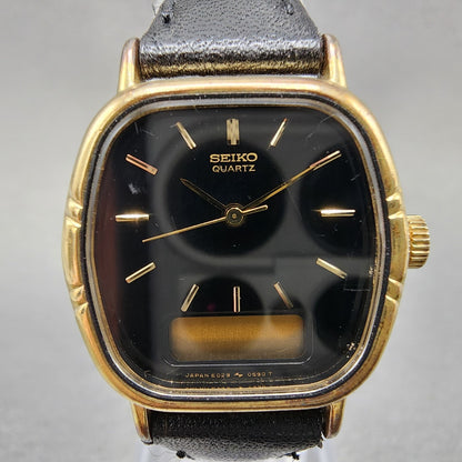 Seiko Analog Digital Watch Women 24mm Black Dial Gold Tone E0295410 PARTS2
