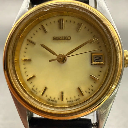 Seiko Watch Women 24mm Luminous Dial Two Tone Date Round 7N82-0399 New Battery1