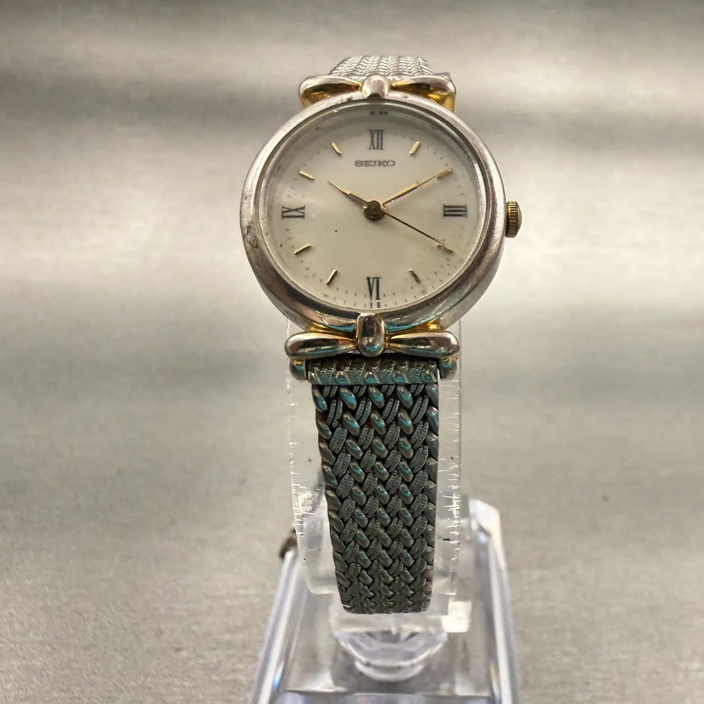 Seiko Watch Women 21mm White Dial Two Tone Round 2P21-0260 Vintage New Battery5