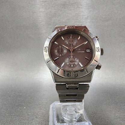 Citizen Wicca Chronograph Watch Women 35mm Gray Dial Silver Tone Date New Batt5